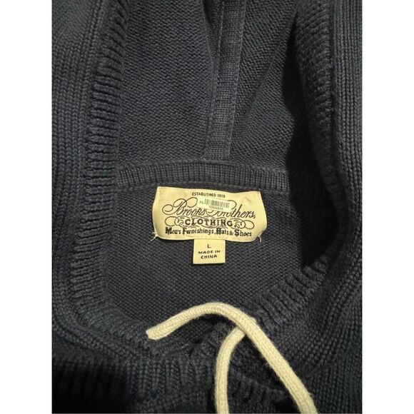 Brooks Brothers supima cotton Blue Embroidered golf club crest hoodie sweater L - Picture 4 of 7